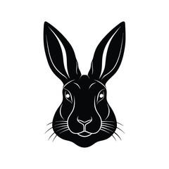 Rabbit head silhouette vector art illustration
