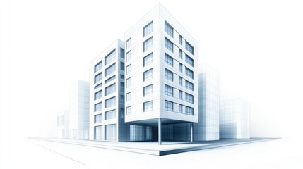 Fototapeta premium Architectural perspective of modern city buildings.