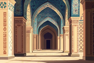 Obraz premium Archway of Splendor: A magnificent archway and intricate patterns and details within a building that represents cultural heritage and artistic design 