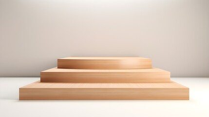 Wooden Platform Display Stand Minimalist Background Product Showcase Mockup Presentation Empty