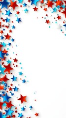 Festive Red Blue Stars White Background Copy Space Celebration Holiday Design