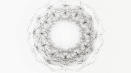 Abstract, circular, intricate design with delicate lines forming a textured, symmetrical pattern against a plain background.
