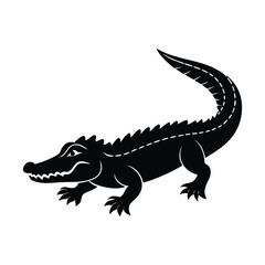 Crocodile silhouette vector art illustration