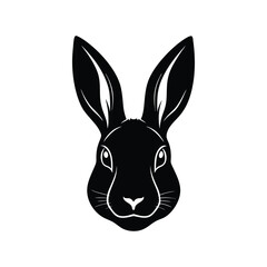 Rabbit head silhouette vector art illustration