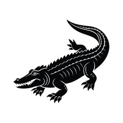 Crocodile silhouette vector art illustration