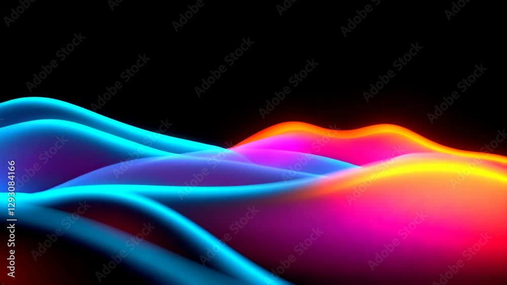 Poster colorful waves of light create an immersive display in an artistic environment