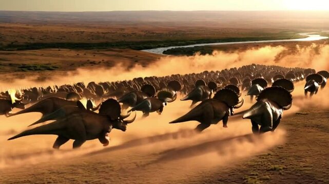 Slow motion high-resolution cinematic Carcharodon a uruses  animation video, A crowned crane's beak snatches a brown mantis that sits on dry leaves Anatolians flee Tyrannosaurus Rex hunters