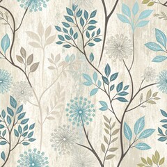 Seamless Nature Pattern Floral Design Digital Art Textured Background Aesthetic Appeal