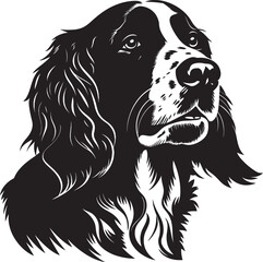 English Springer Spaniel Silhouette Vector Illustration White Background