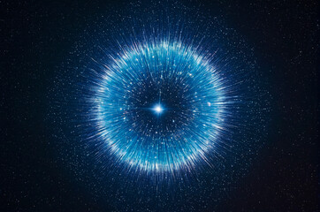 Naklejka premium A holographic Polar star in the sky, made up of many particles. Generative AI.