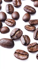 Obraz premium Close-up of Exquisite Coffee Beans: A Detailed Look at the Roasted Coffee Beans