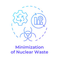 Minimization of nuclear waste blue gradient concept icon. Reducing amount and hazard of radioactive materials. Round shape line illustration. Abstract idea. Graphic design. Easy to use in article