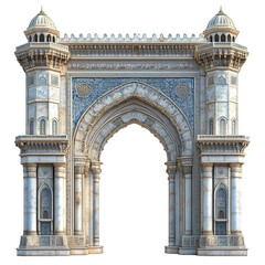 Obraz premium 3d front view illustration of the Banjul Arch African monument isolated on a white transparent background
