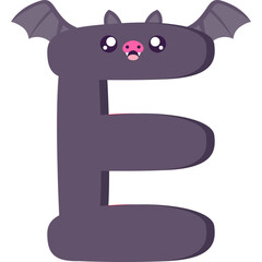 Playful Bat letter E Illustration
