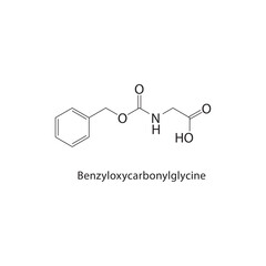 Fototapeta premium Benzyloxycarbonylglycine skeletal structure.Peptide compound schematic illustration. Simple diagram, chemical formula.
