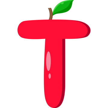 Playful Strawberry letter T Illustration