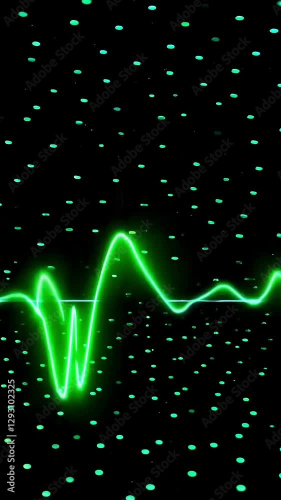 Poster dynamic neon waveforms pulsating against a digitized background