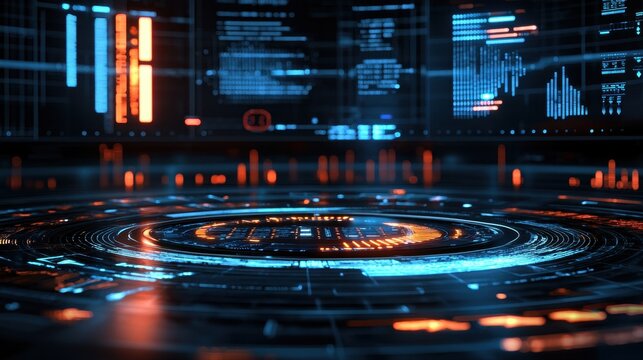 Futuristic cityscape featuring a giant clock tower surrounded by sleek skyscrapers and advanced technology elements