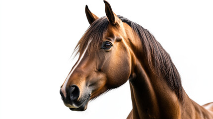 Bay horse in a clean, minimalist composition, symbolizing elegance and simplicity.