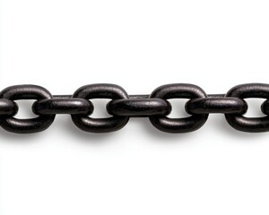 Obraz premium A close-up view of a sturdy black metal chain against a white background.