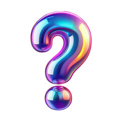 Holographic question mark floats against a dark background