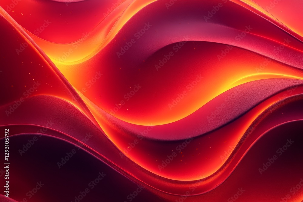 Poster abstract fluid shapes creating a vibrant red and orange wave pattern in a dynamic and modern art exp