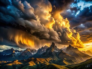 Fototapeta premium Dramatic Mountain Storm Cloudscape: Epic Nature Photography