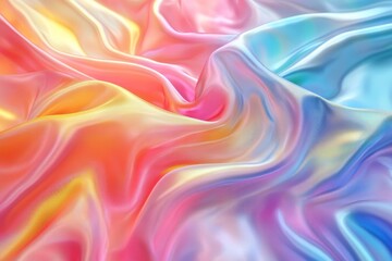 Obraz premium Colorful satin fabric in vivid hues of pink, blue, and yellow showcasing smooth texture and flowing quality