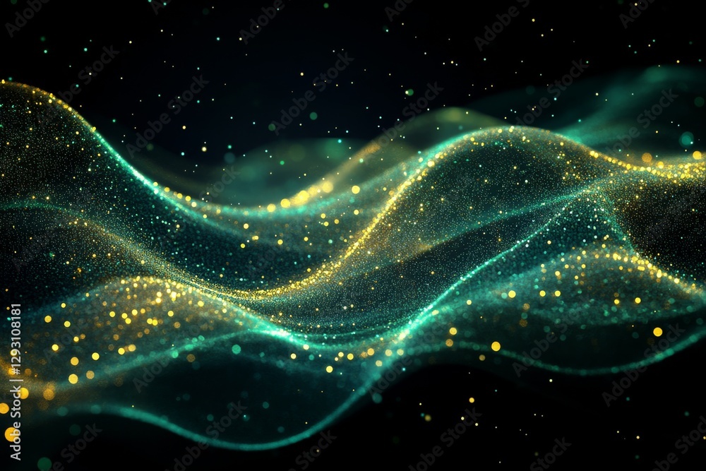 Aufkleber colorful abstract waves of light and particles create a mesmerizing visual effect in a dark backgrou