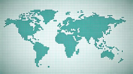 Geographical Map with Dotted World Outline and Radial Fill