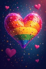 Rainbow heart banner, vibrant colors, festive design, celebration, arch, abstract