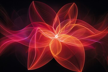 Modern floral schematic design with vibrant fluorescent lines for a striking aesthetic appeal