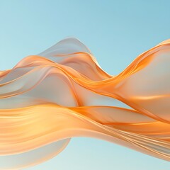 Fototapeta premium Abstract rendering shows flowing orange ribbons or fabric