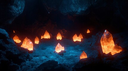 Glowing Crystals in a Dark Cave