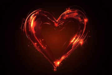 A red heart-shaped vector graphic on a black background, with glowing light effects,