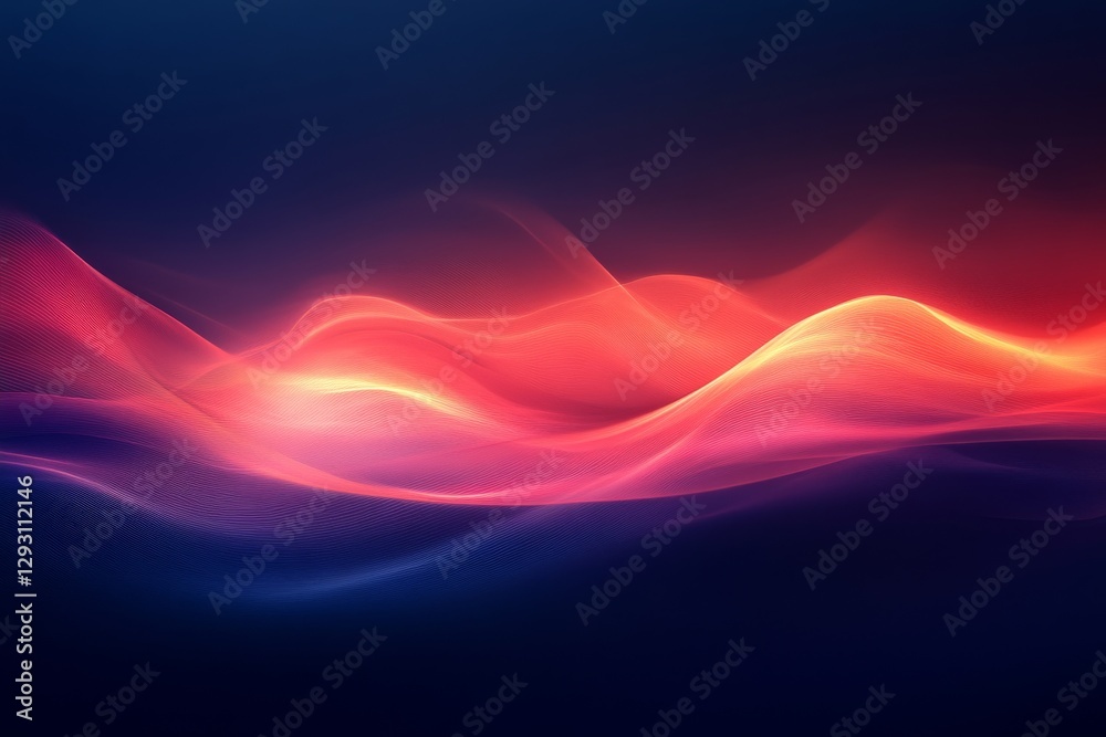 Poster vibrant waves of color create a mesmerizing abstract display of flowing light in a digital landscape