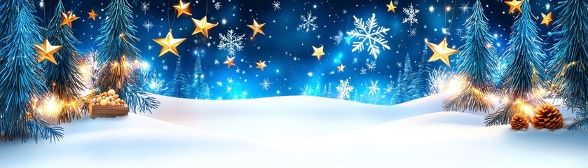 Magical Christmas Winter Night Scene
