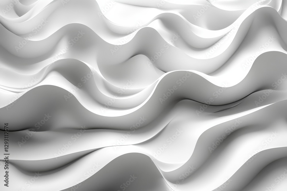Poster soft white waves create a soothing flow, showcasing elegant curves and textures in a minimalistic de