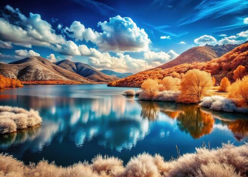 Infrared Landscape: Beletsi Lake & Parnes Mountain, Greece - Thermal Image