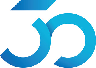blue number 30 icon logo