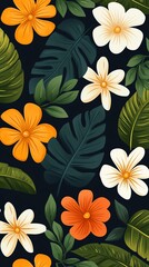 Naklejka premium Vibrant floral pattern with diverse flowers.