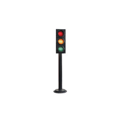 Traffic Signal with Red, Yellow, and Green Lights Isolated on White