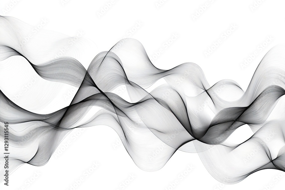 Poster abstract black and white wave patterns create a sense of movement and flow in a minimalist design