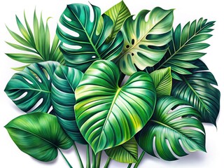 Obraz premium Lush Tropical Paradise Leaves Art Print - Vibrant Green Foliage