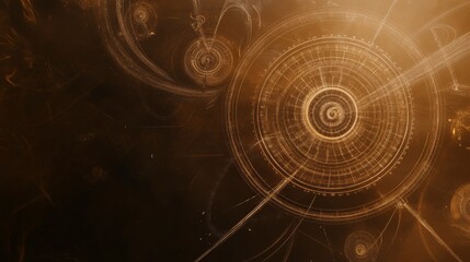 Golden Lines in a Dark Abstract Technological Design