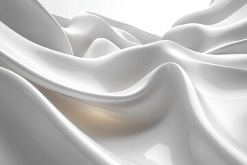 Obraz premium Waves of smooth white fabric create a serene abstract landscape with soft folds and gentle curves in bright light