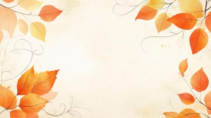 The background of the invitation card is decorated with orange and yellow autumn leaves, with white swirls on the top and bottom