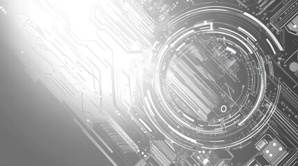 Obraz premium Abstract circuit board technology design with glowing light effects.