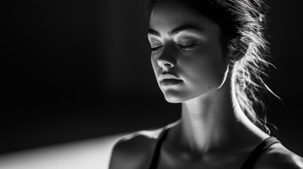 A portrait shot of a ballet dancer warming up backstage, AI Generative.
