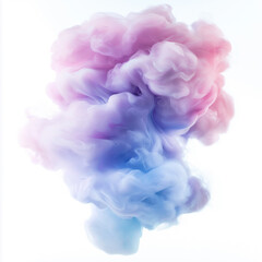 Obraz premium fluffy pastel cotton candy with swirls of pink, blue, and lavender, floating gently like a soft cloud against a bright white background 